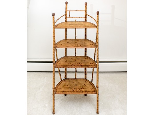 Vintage Bamboo Four Shelf Etagere