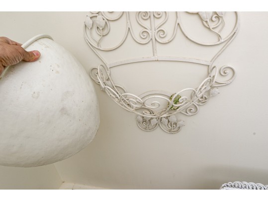 Quality Vintage Painted Wrought Iron Wall Planter, Ca. 1940 Or Earlier
