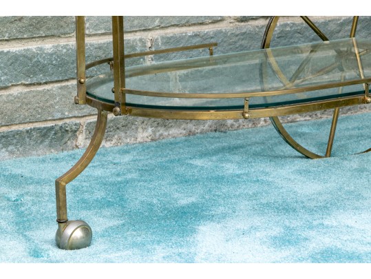 Mid Century Brass And Glass Bar Cart