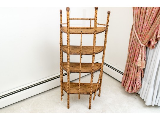 Vintage Bamboo Four Shelf Etagere