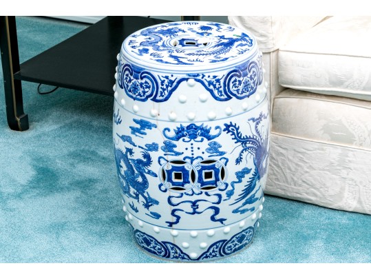 Traditional Chinese Blue And White Porcelain Garden Stool
