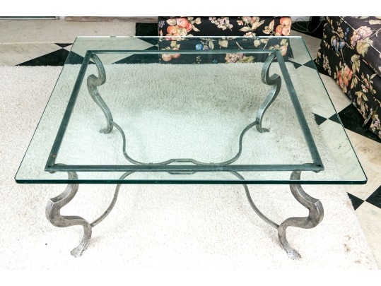 Impressive Steel Framed Glass Top Cocktail Table