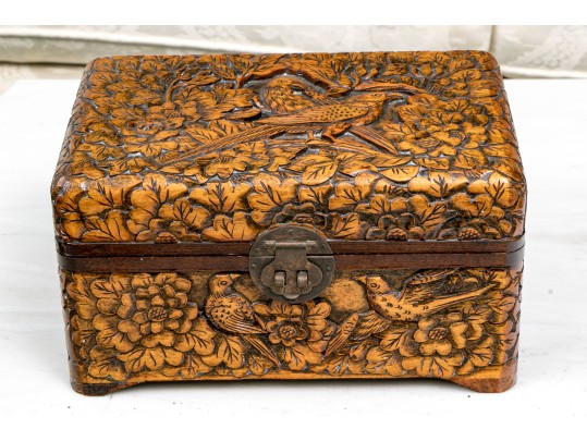 Vintage Quality Carved And Finished Wooden Jewelry Casket