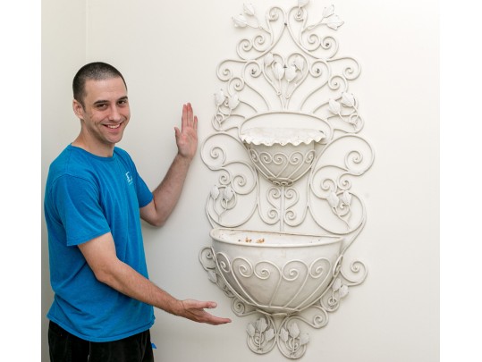 Quality Vintage Painted Wrought Iron Wall Planter, Ca. 1940 Or Earlier