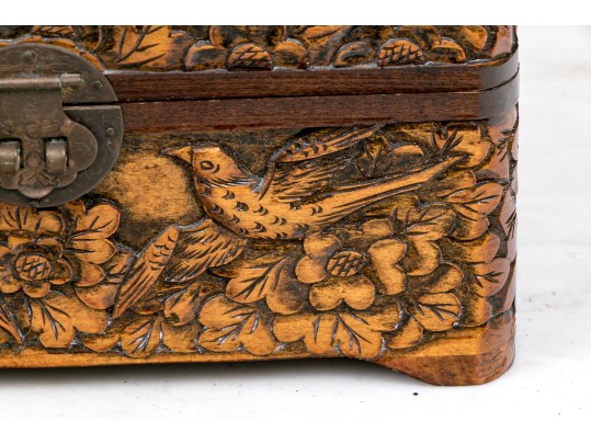 Vintage Quality Carved And Finished Wooden Jewelry Casket
