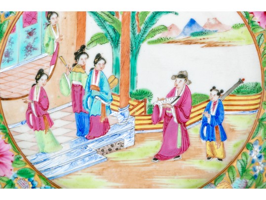 Three Chinese Export Famille Rose Porcelain Plates