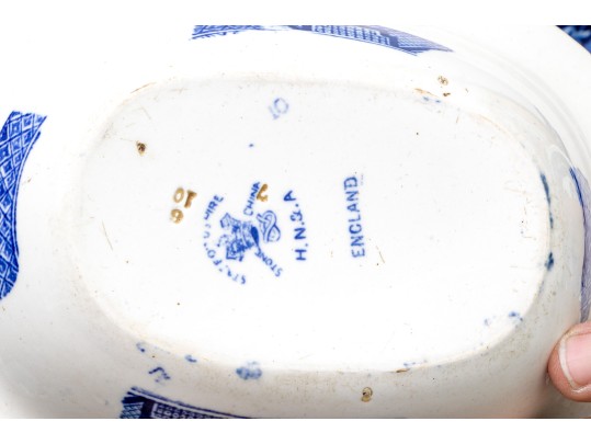 Seven Pieces Of English Blue And White Transfer Ware Ceramics