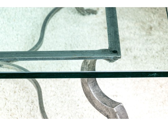 Impressive Steel Framed Glass Top Cocktail Table