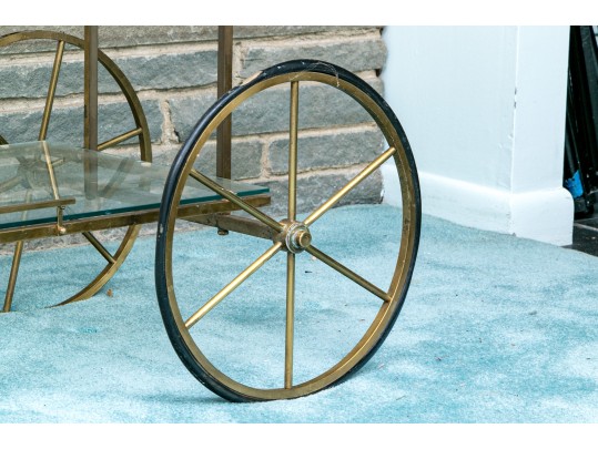 Mid Century Brass And Glass Bar Cart