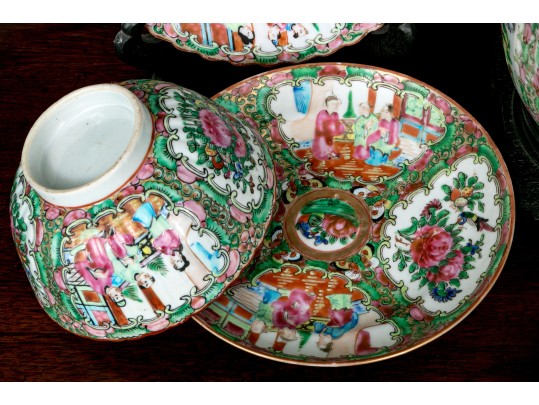 Antique Chinese Export Porcelain Collection, Including Rose Medallion, Ca. 1840