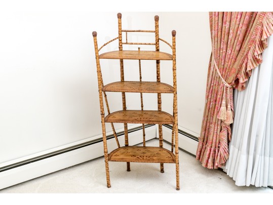 Vintage Bamboo Four Shelf Etagere