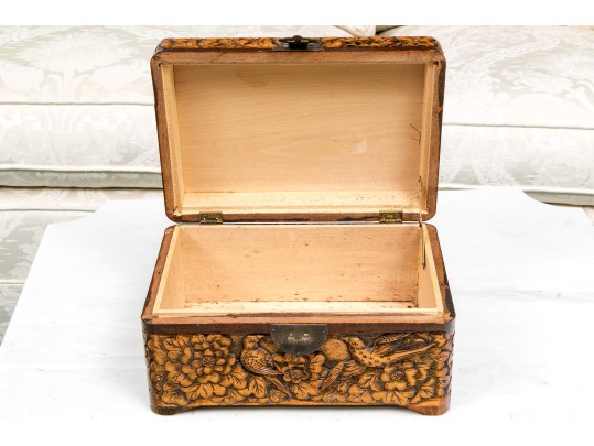 Vintage Quality Carved And Finished Wooden Jewelry Casket