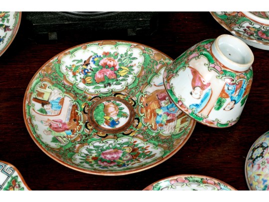 Antique Chinese Export Porcelain Collection, Including Rose Medallion, Ca. 1840