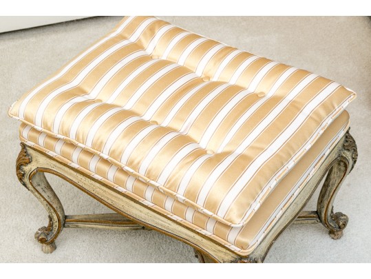 Handsome Vintage French Upholstered Stool 