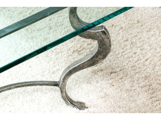 Impressive Steel Framed Glass Top Cocktail Table