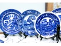 Seven Pieces Of English Blue And White Transfer Ware Ceramics