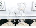 Two Vintage White Painted Wrought Iron Plant Stands