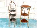 Two Vintage Bamboo Tiered Plant Stands