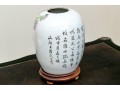 Vintage Chinese Hand Painted Famille Rose Porcelain Jar, On Wood Stand