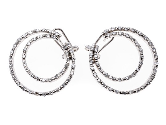 Sterling Silver Striking Open Crescent Moon CZ Button Earrings