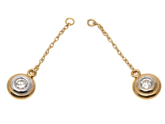 14k Yellow Gold Beautiful Drop Pendant Brilliant Diamond Earring Jackets, App. 0.34 TCW