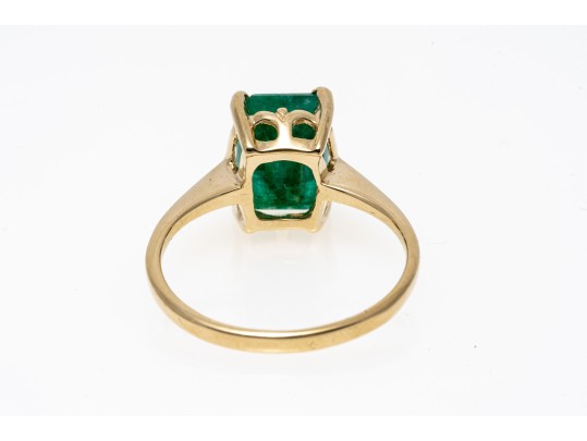Charming 10K And Single Emerald Ring, Size 8