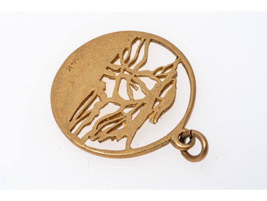 14k Yellow Gold Interesting Round Open Tree Motif Pendant