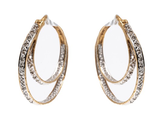 Shimmering 14K Double Style Hoop Earrings