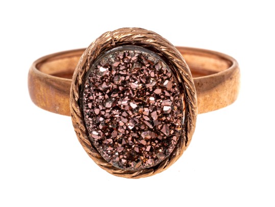 Chic Milor 18K Rose Gold Druzy Ring, Size 7