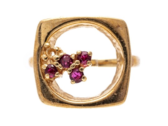 Artistic 14K Open Center Ruby Ring, Size 4