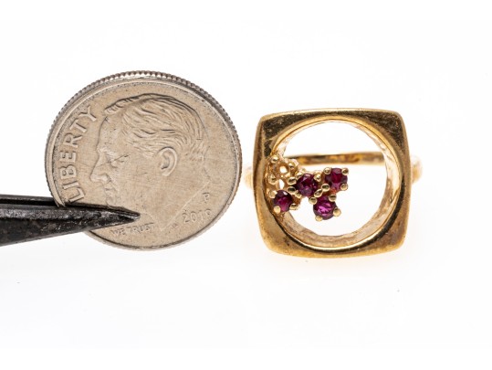 Artistic 14K Open Center Ruby Ring, Size 4