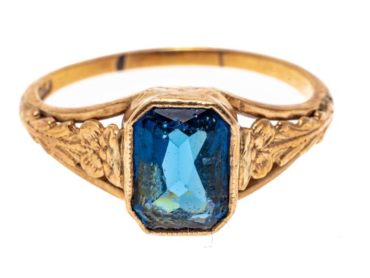 10k Gold Vintage Floral SidedRing, Size 5.75