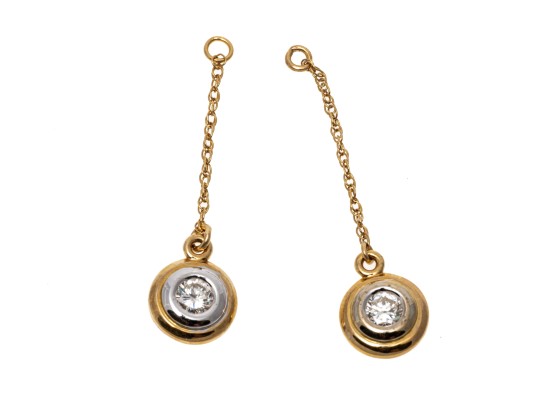 14k Yellow Gold Beautiful Drop Pendant Brilliant Diamond Earring Jackets, App. 0.34 TCW