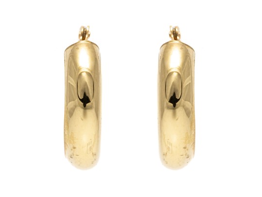 18k Yellow Gold Huggie Hoop Earrings
