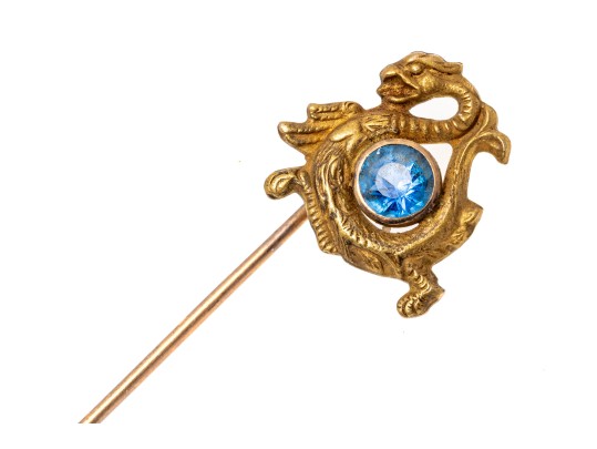 14k Gold Beautiful Antique Dragon Motif Stick Pin