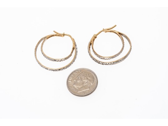 Shimmering 14K Double Style Hoop Earrings