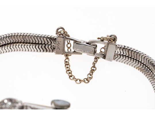 Geneva 14K, Platinum And Diamond Set Mechaincal Watch
