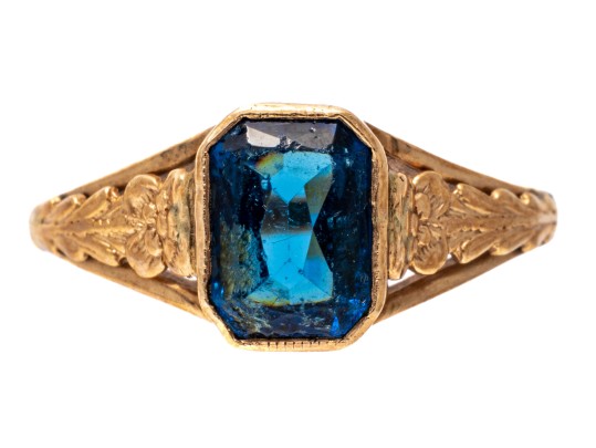 10k Gold Vintage Floral SidedRing, Size 5.75