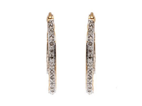 Shimmering 14K Double Style Hoop Earrings