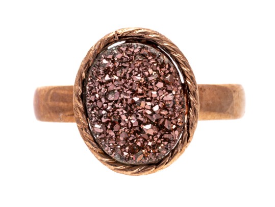 Chic Milor 18K Rose Gold Druzy Ring, Size 7