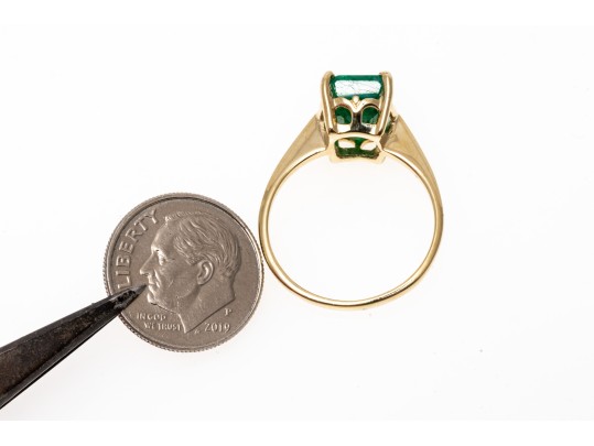 Charming 10K And Single Emerald Ring, Size 8