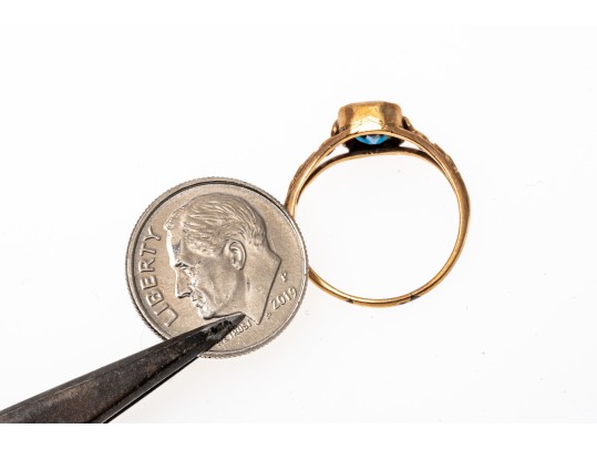 10k Gold Vintage Floral SidedRing, Size 5.75