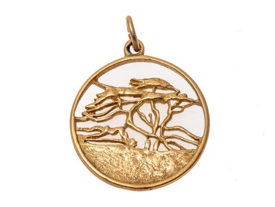 14k Yellow Gold Interesting Round Open Tree Motif Pendant