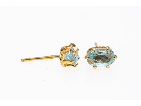 Sterling Vermeil Light Blue Zircon Stud Earrings