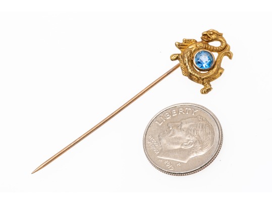 14k Gold Beautiful Antique Dragon Motif Stick Pin