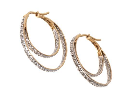 Shimmering 14K Double Style Hoop Earrings