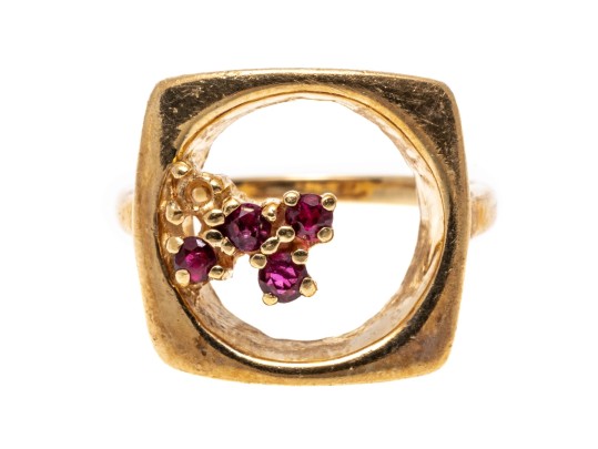 Artistic 14K Open Center Ruby Ring, Size 4