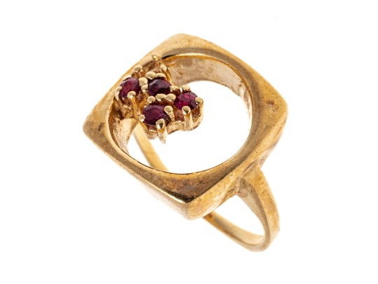Artistic 14K Open Center Ruby Ring, Size 4