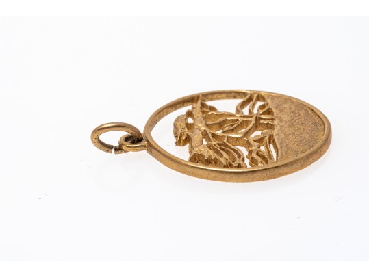 14k Yellow Gold Interesting Round Open Tree Motif Pendant