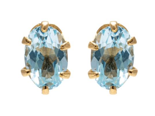 Sterling Vermeil Light Blue Zircon Stud Earrings